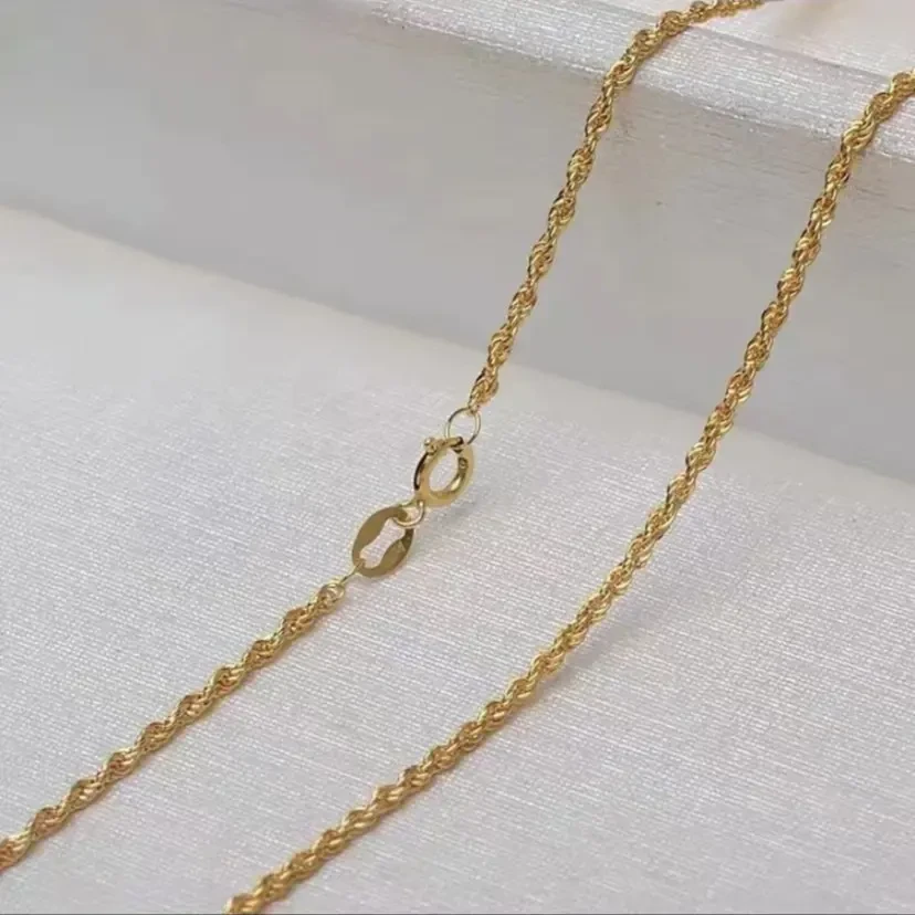 通体黄金18K金加粗麻花链带钢印—HS-XF178