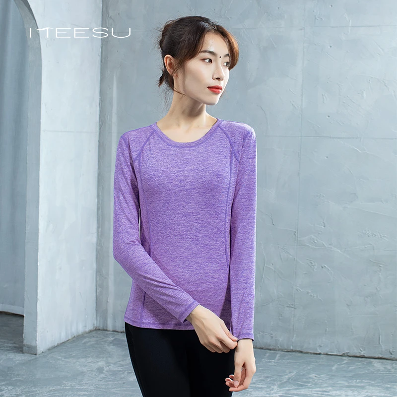 美愫瑜伽服女长袖长袖带胸垫修身透气跑步运动长袖运动T恤健身服