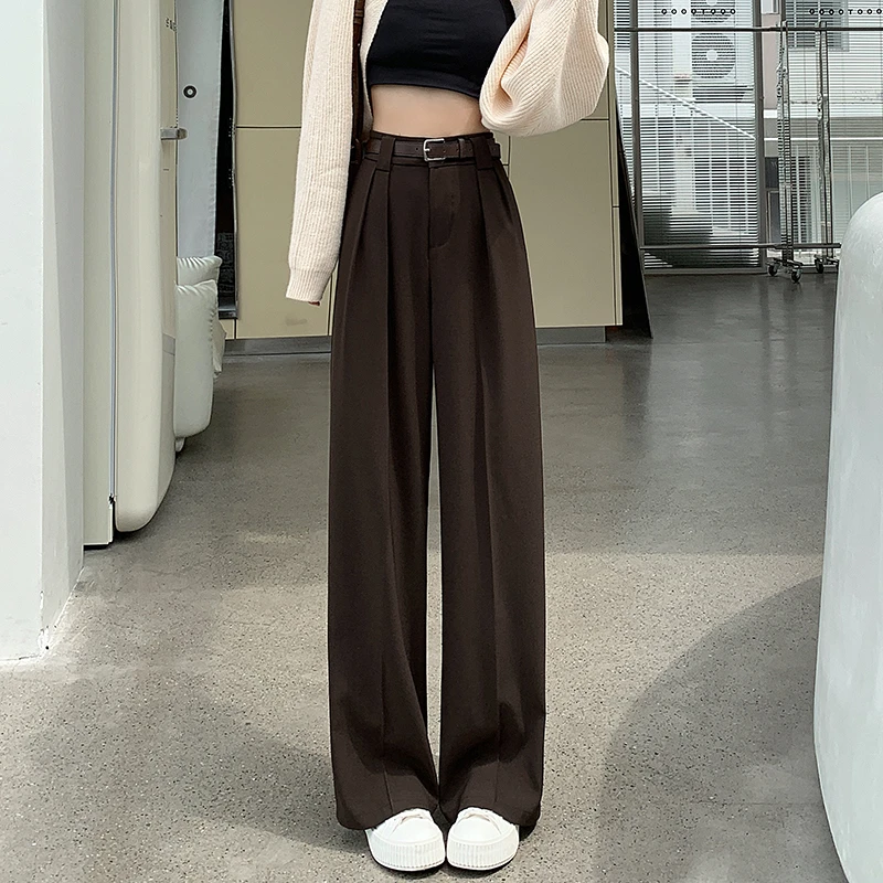 西装阔腿裤女2023秋季新款高腰显瘦垂感百搭直筒拖地休闲裤拖地裤