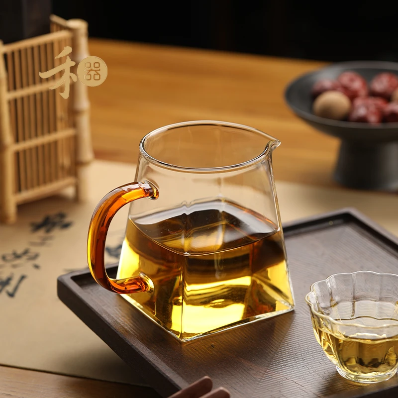 禾器晶彩瀚然茶海高硼硅玻璃四方公道杯手工大容量公杯高档