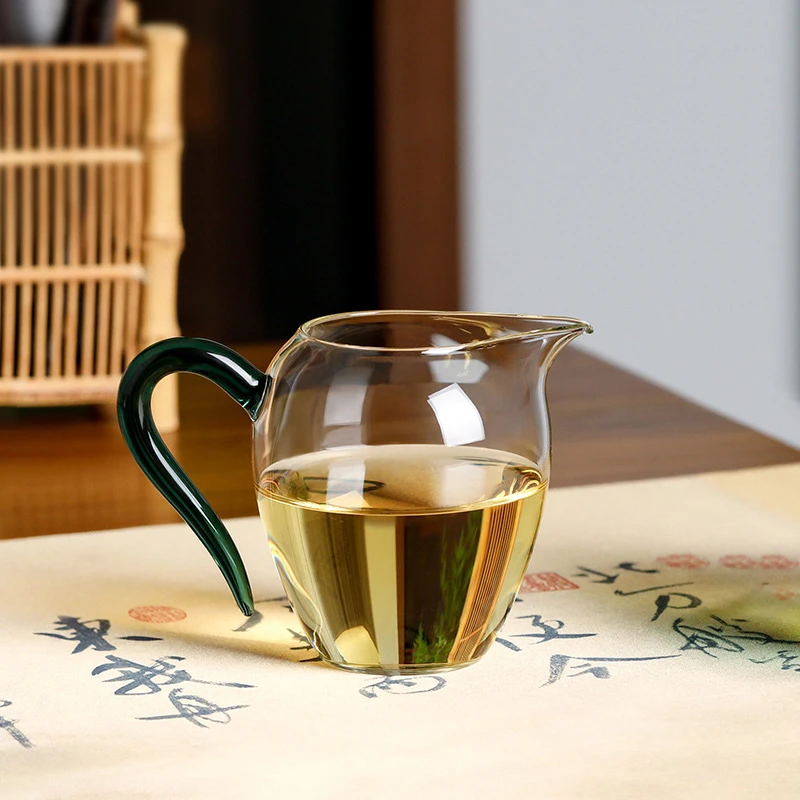 禾器晶彩怡然茶海墨绿色手工公道杯容量高档；330cc