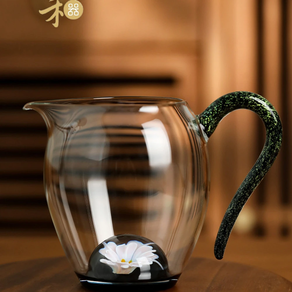 禾器星悦高硼硅玻璃怡然茶海手工耐热花语公道杯高端分茶器公杯