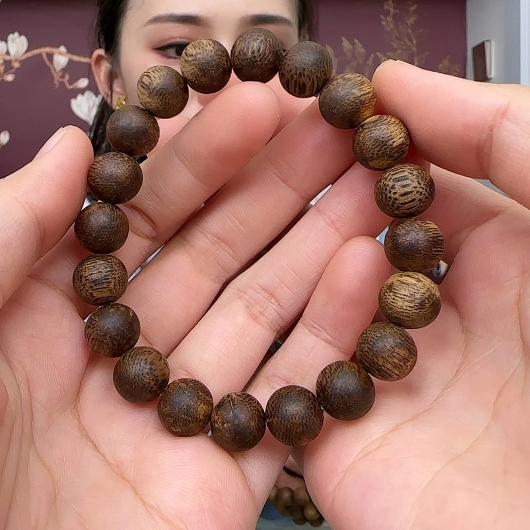 沉香手串1.0圆珠单圈红油绿棋多样性发货