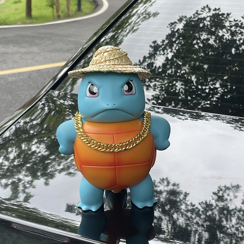 网红玩偶创意车载站姿傲娇杰尼龟汽车摆件装饰品车顶车尾公仔挂件