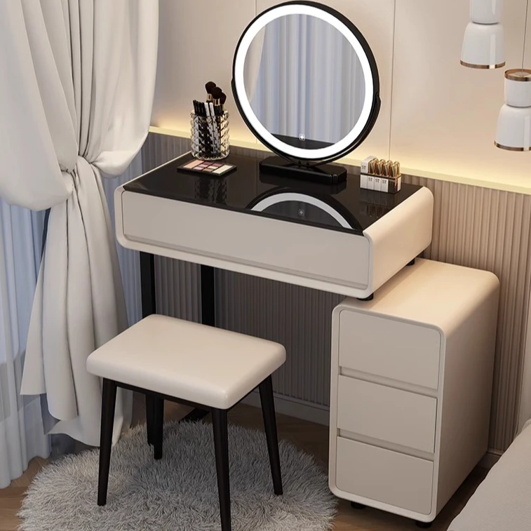 奶油风小户型梳妆台卧室现代简约2024新款高档主卧斗柜一体化妆桌