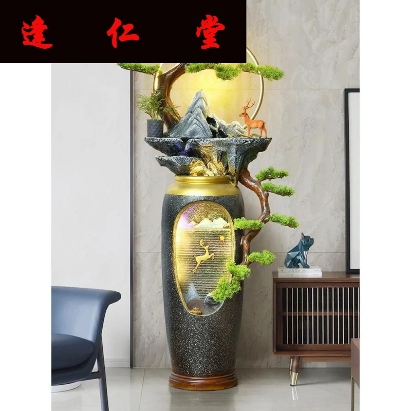 落地假山流水喷泉景观水幕墙客厅办公室前台装饰品水景摆件循环水