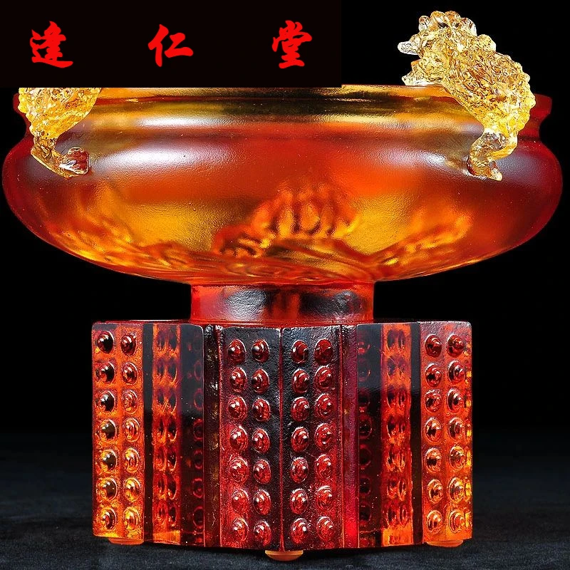 琉璃招财金蟾聚宝盆摆件工艺品家居客厅电视柜风水装饰