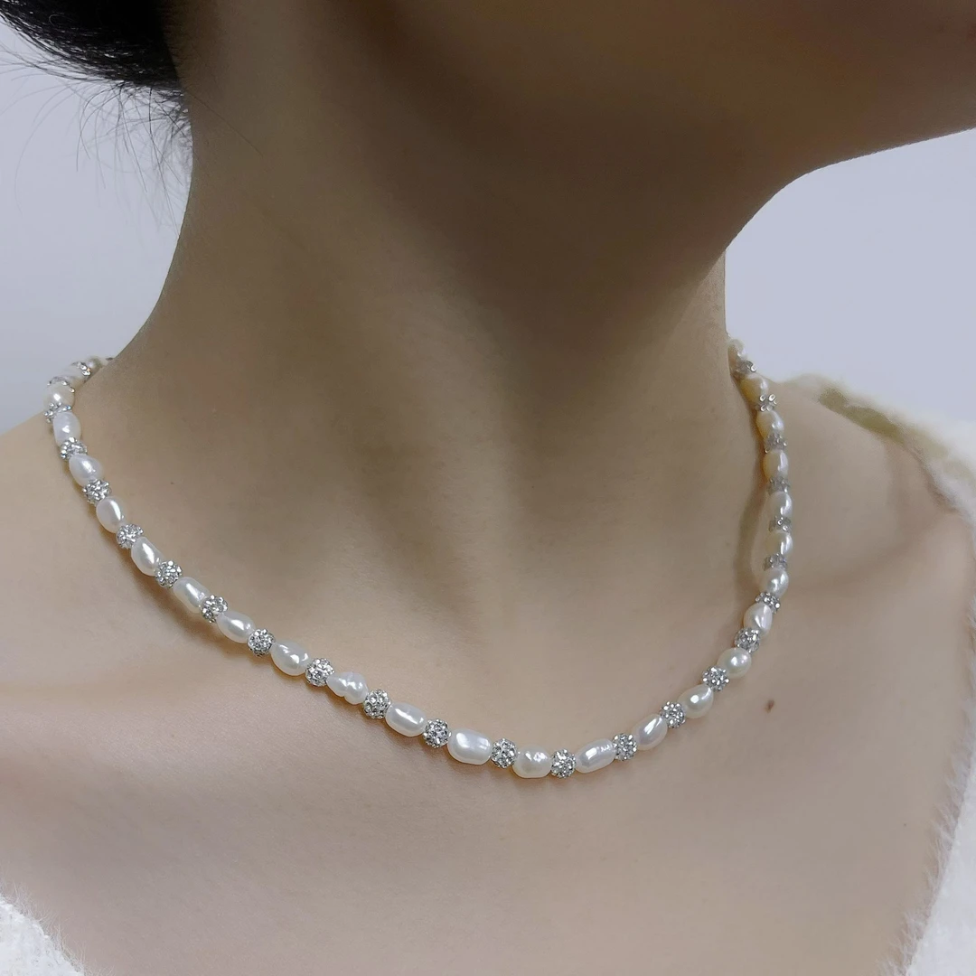 项链女异形不规则纯银串珠女轻奢小众女款锁骨链正品