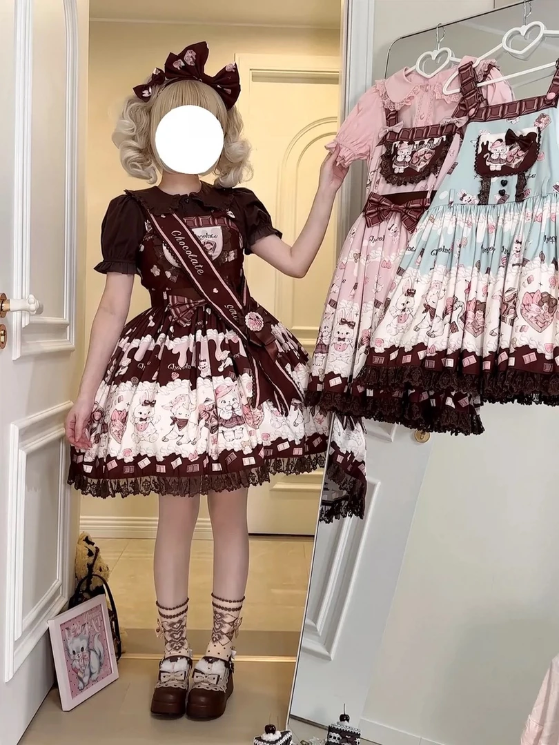 【现货】心动喵巧平价lo巧克力甜款背带jsk可爱暮色心迹原创Lolita