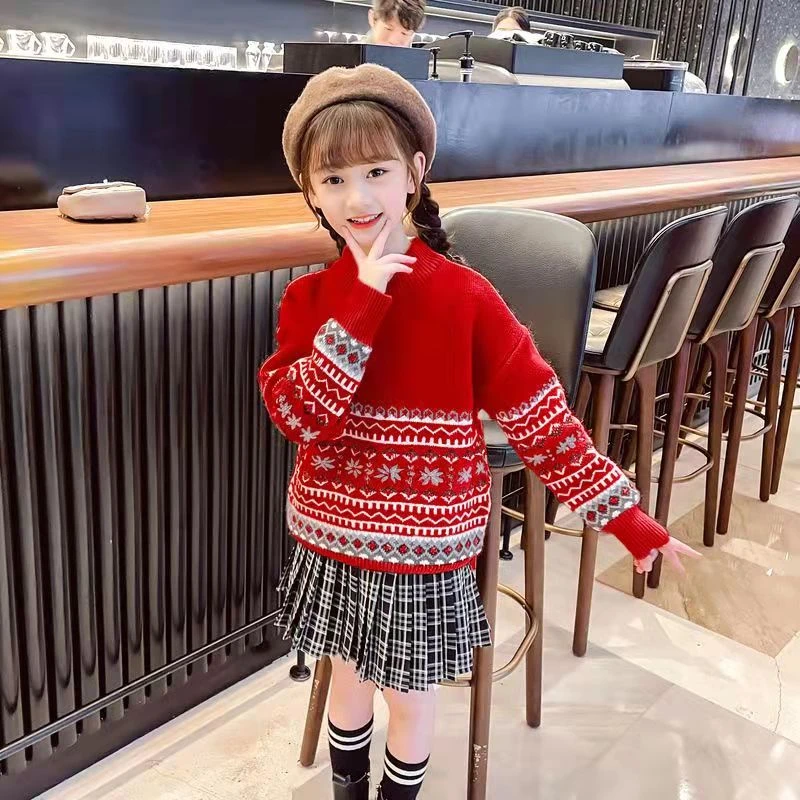 2024新款女童秋冬保暖毛衣中大童小女孩加绒加厚洋气童装针织打底