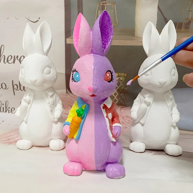 儿童手工涂色石膏娃娃公仔比彼得兔白胚上色彩绘玩具涂鸦非存钱罐