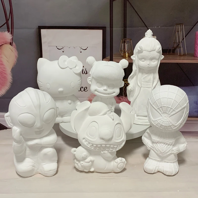 奥特曼蜘蛛侠恐龙城堡爱莎公主大号颜色娃娃涂色白胚儿童卡通公仔