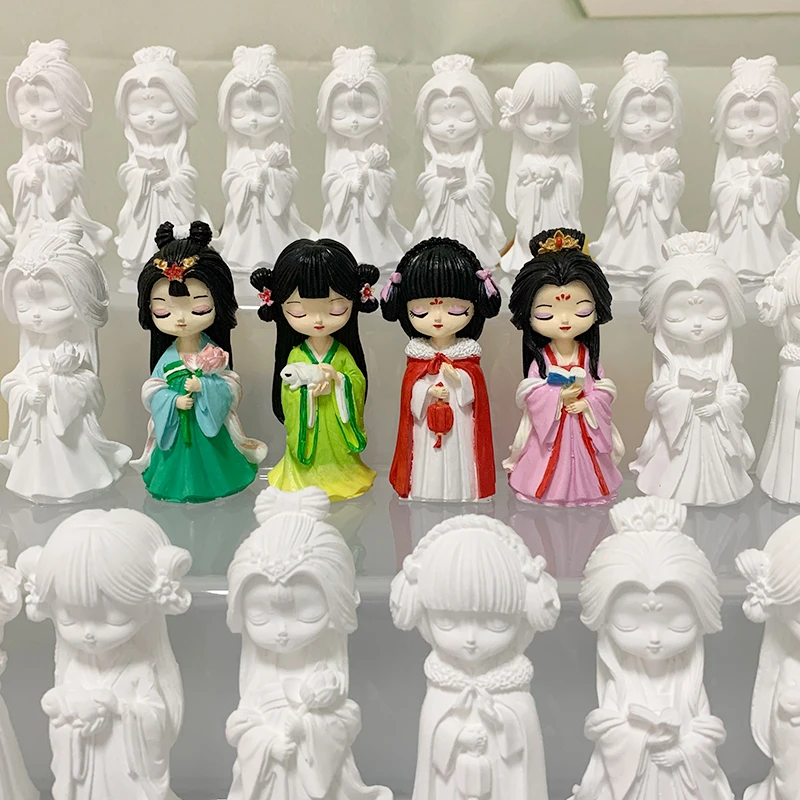 古代四大美女迷你立体DIY石膏娃娃涂色画白胚坯儿童手工玩具女孩