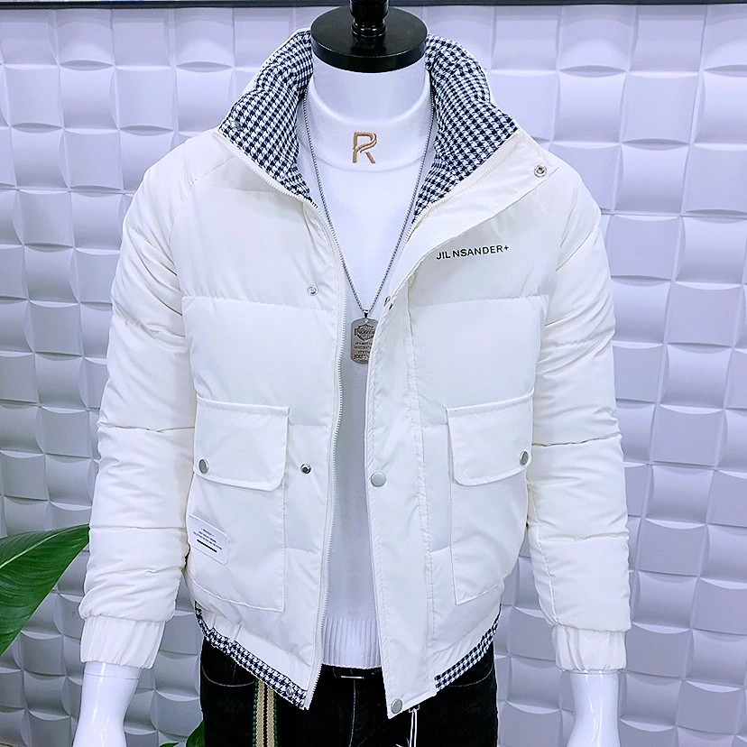 冬季新款保暖棉服外套8138修身版撞色拼接潮流时尚男士棉服