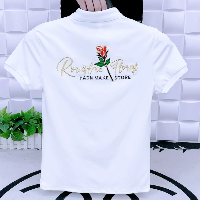 2025新款翻领polo上衣衫短袖8985刺绣字母修身版潮流时尚男装半袖