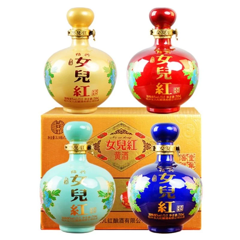女儿红绍兴黄酒礼盒彩包750ml*4坛装绍兴花雕酒糯米酒