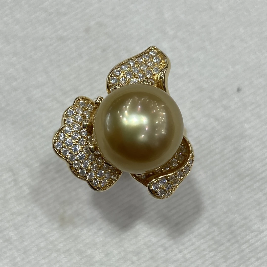 海水南洋金珠戒指 10-11 mm 几乎无瑕