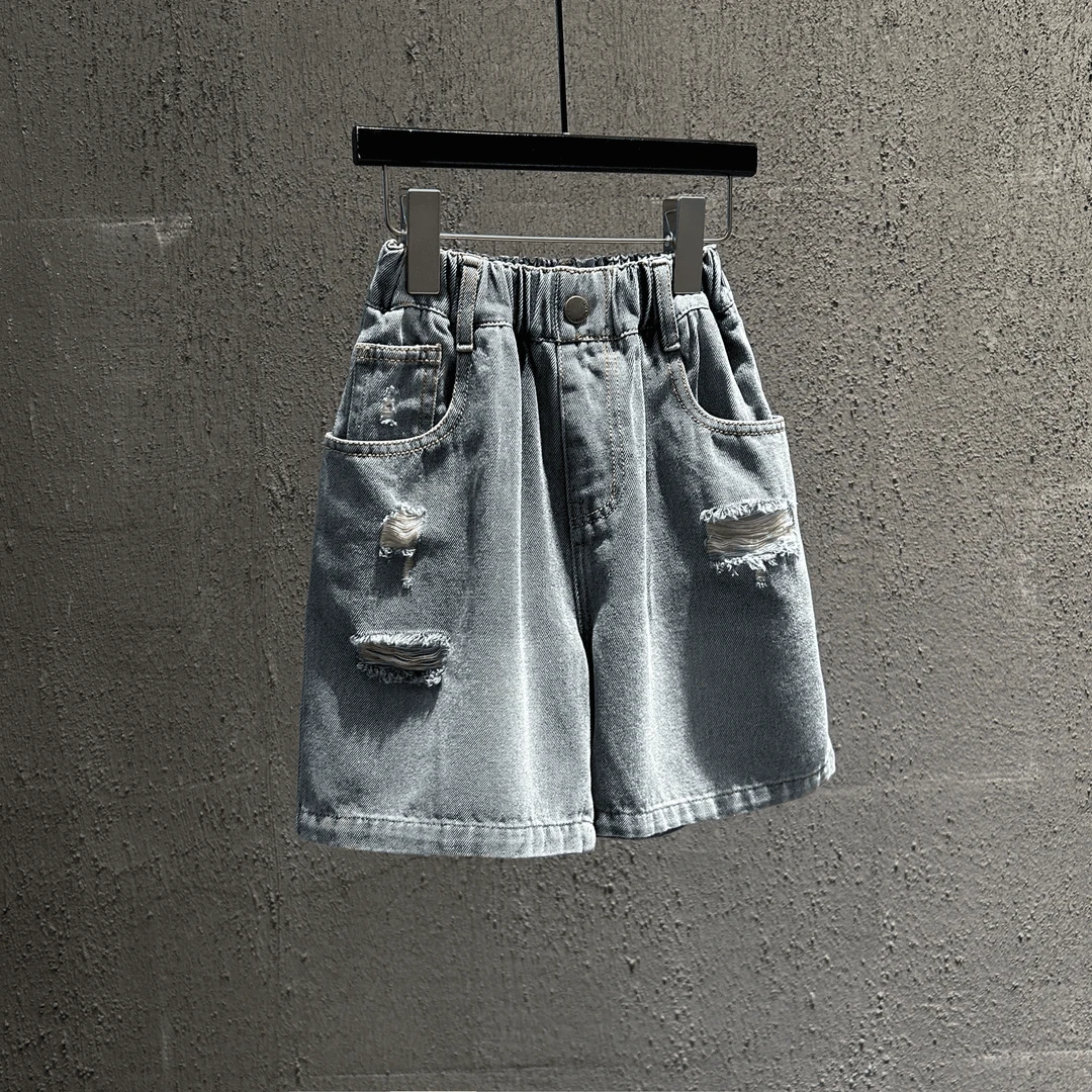 男童夏季新款短裤牛仔裤阔腿百搭破洞儿童短裤