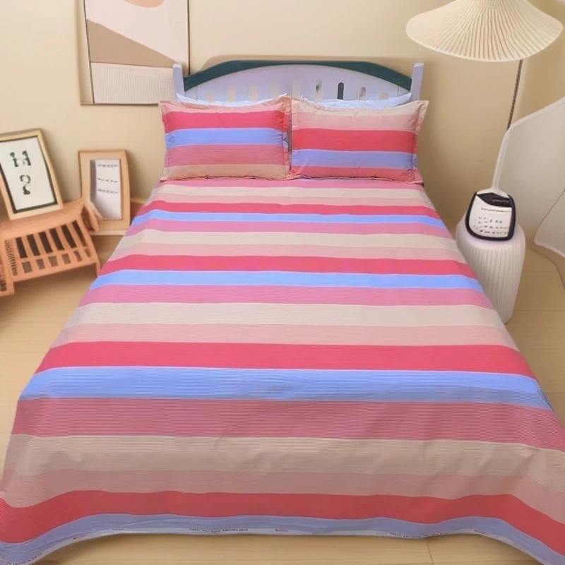 典雅条韵】加厚款多尺寸床单 枕套 细纱帆布四季布吸汗透气