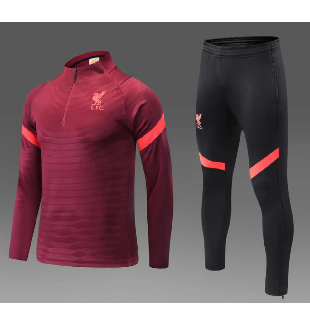 【利物浦半拉链系列】足球秋冬速干运动半拉链长袖卫衣成人儿童套装