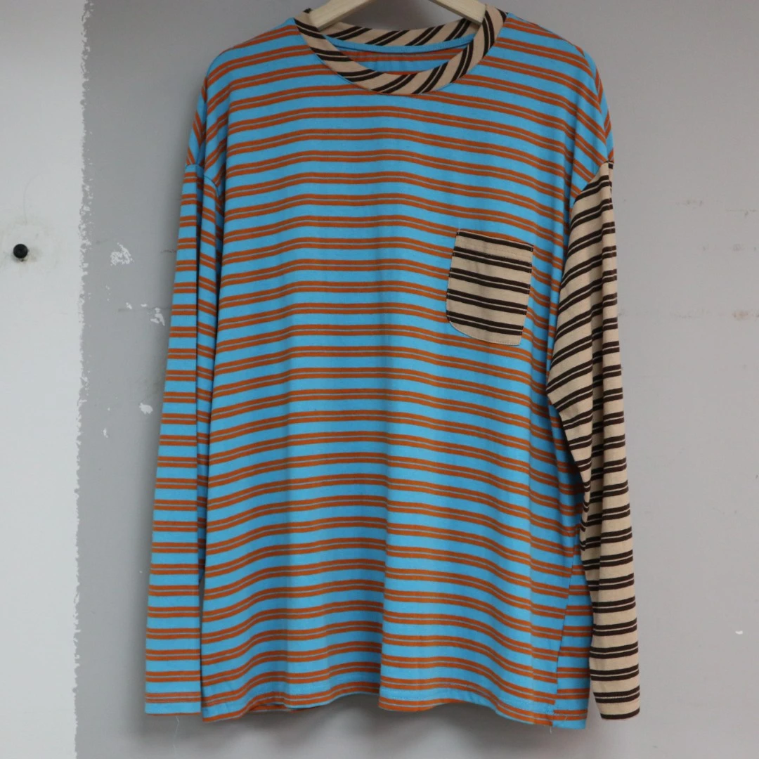 高品质原创设计撞色条纹上衣1084