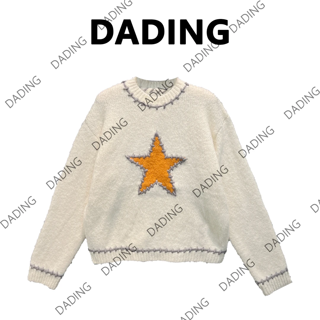 DADING【五星芒】秋冬新款圆领百搭慵懒网红时尚套头毛衣 井00126