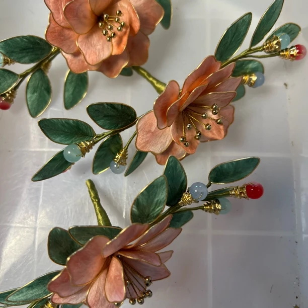 大麦吖古风发饰汉服绒花发簪 手工制作默认微瑕