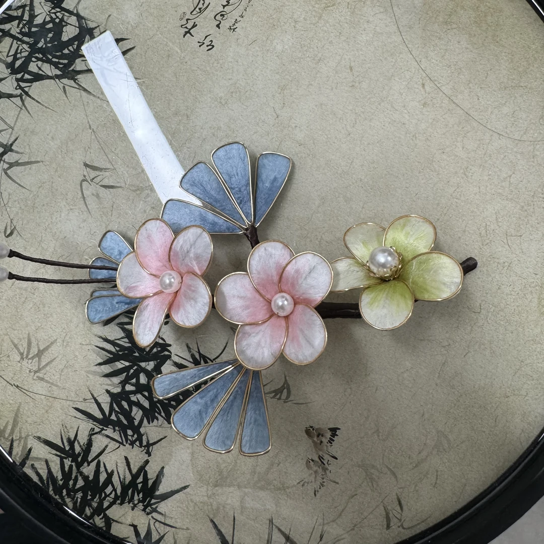 大麦吖古风发饰汉服绒花发簪 手工制作默认微瑕