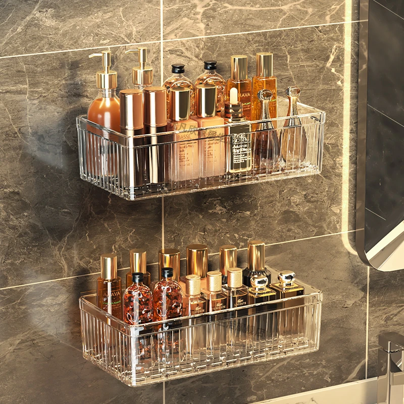 浴室置物架卫生间免打孔壁挂式镜柜前收纳盒洗漱台化妆品收纳架子