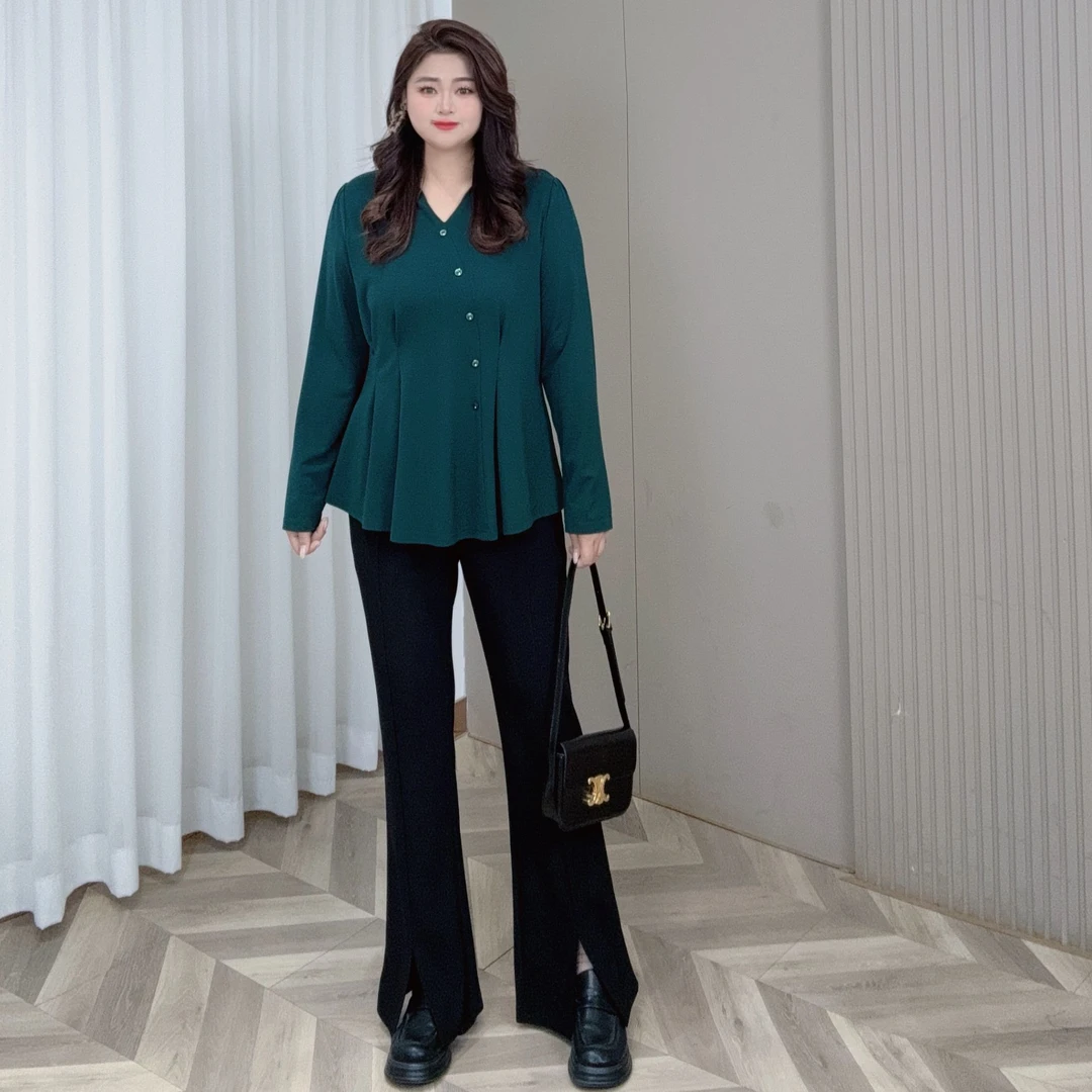 PWD32282（裤子）秋季新款百搭休闲显瘦微喇开叉裤【裤长102】