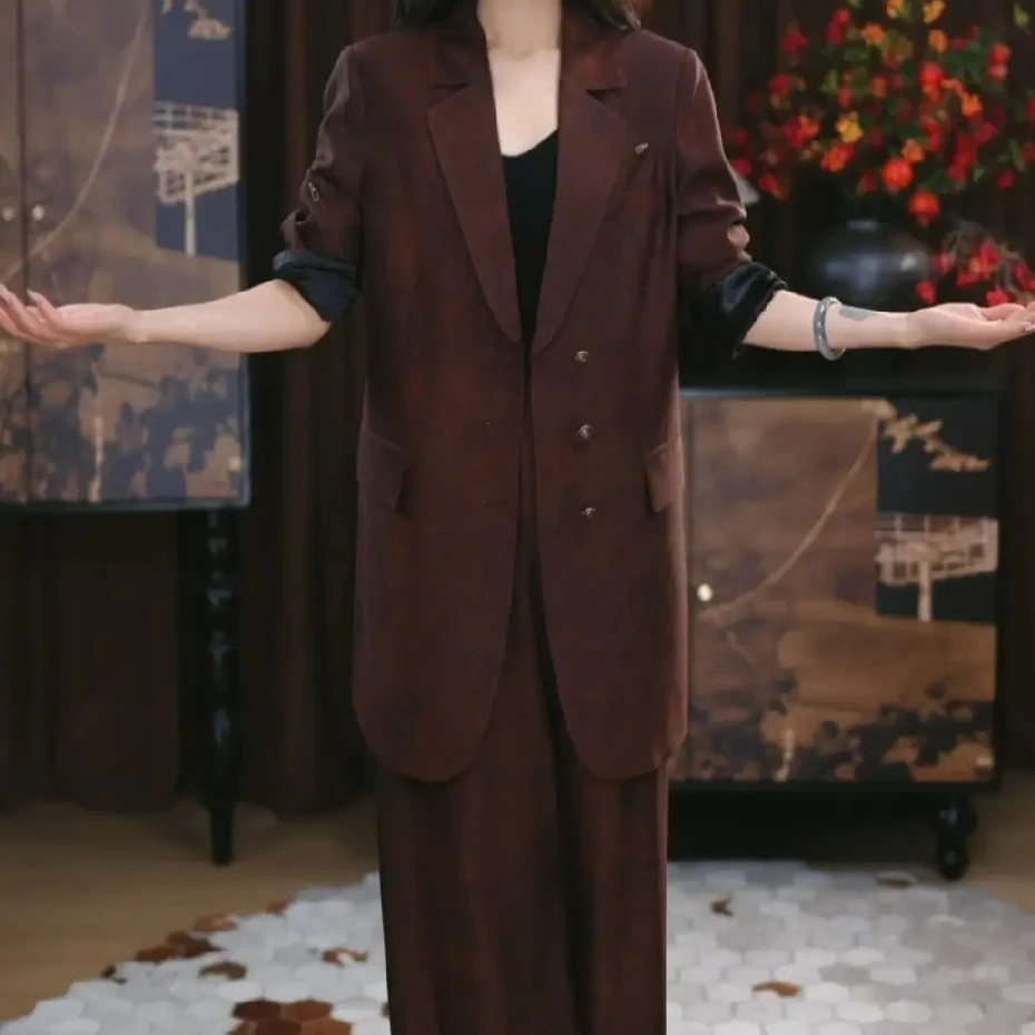 【云也】香云纱新中式提花复古显瘦秋季国风高级气质设计师西装