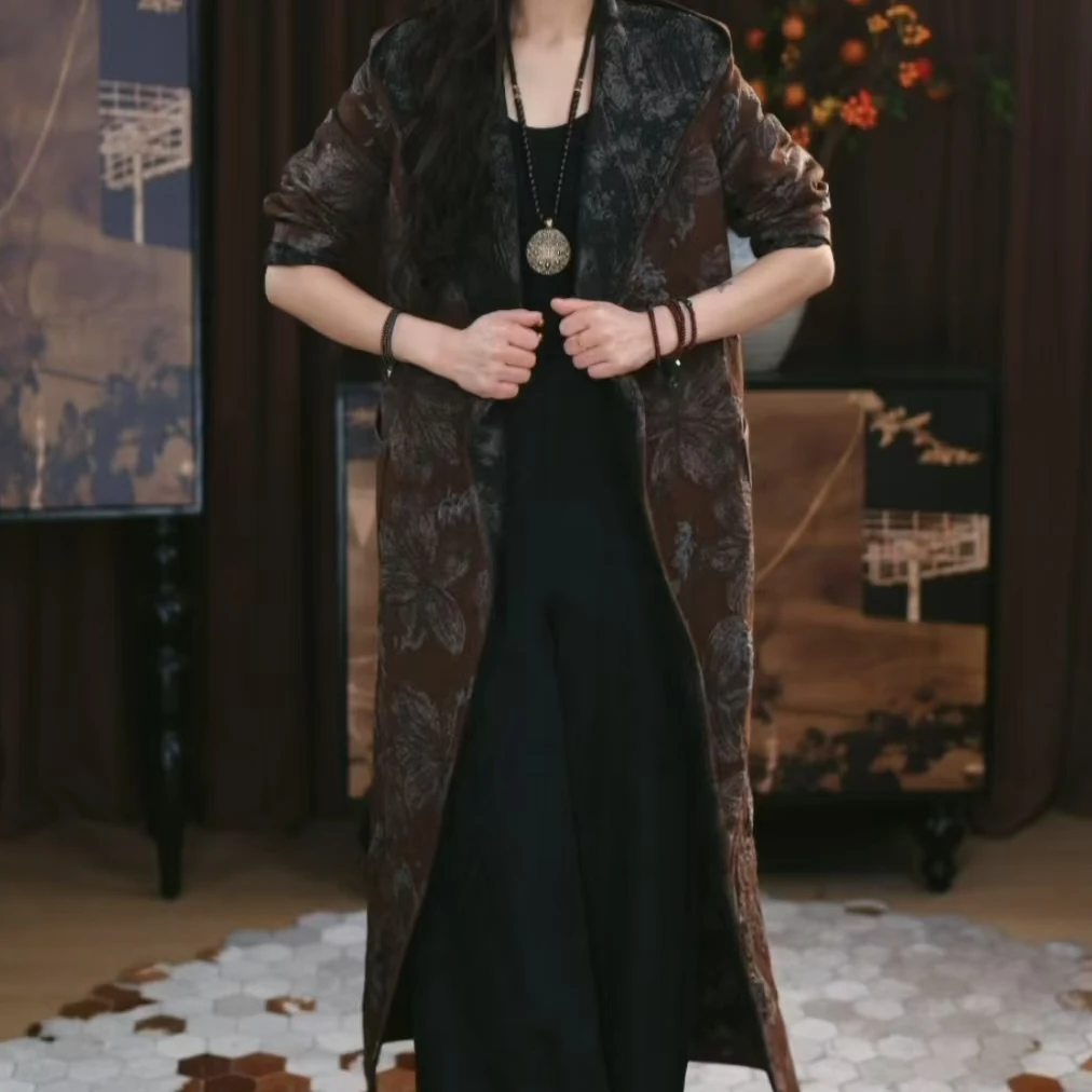 【念禾】新中式长款重磅时尚秋款时尚遮肉复古百搭双面穿风衣