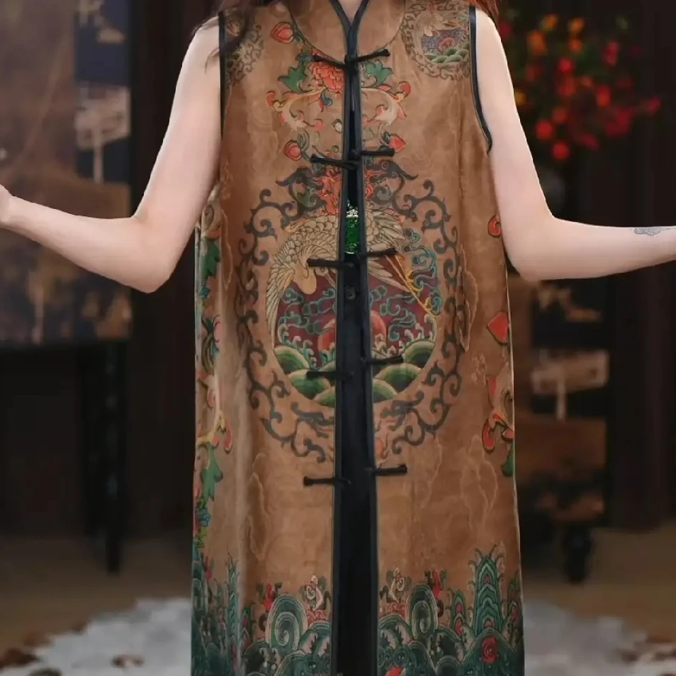 【辞兰】香云纱新中式复古休闲腔调立领宽松大气中国风设计师马甲