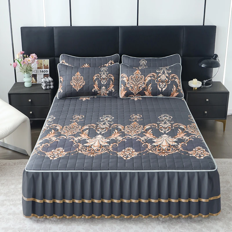 单件床裙床罩床笠床垫保护套床上用品四季新款网红夹棉荷叶边全套