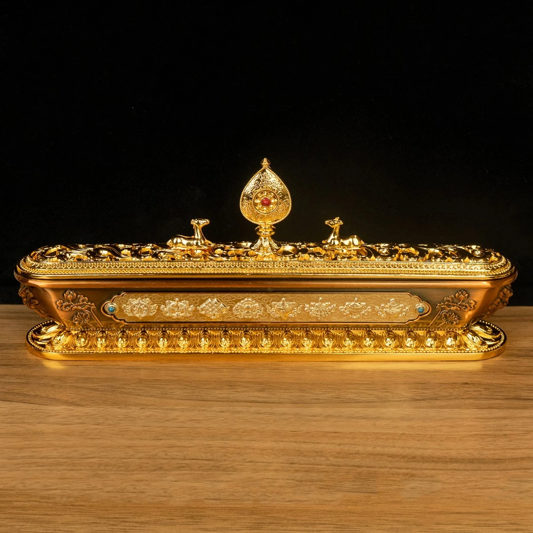 【城丽】藏式手工双鹿八吉祥线香盒线香炉/个FL-1628
