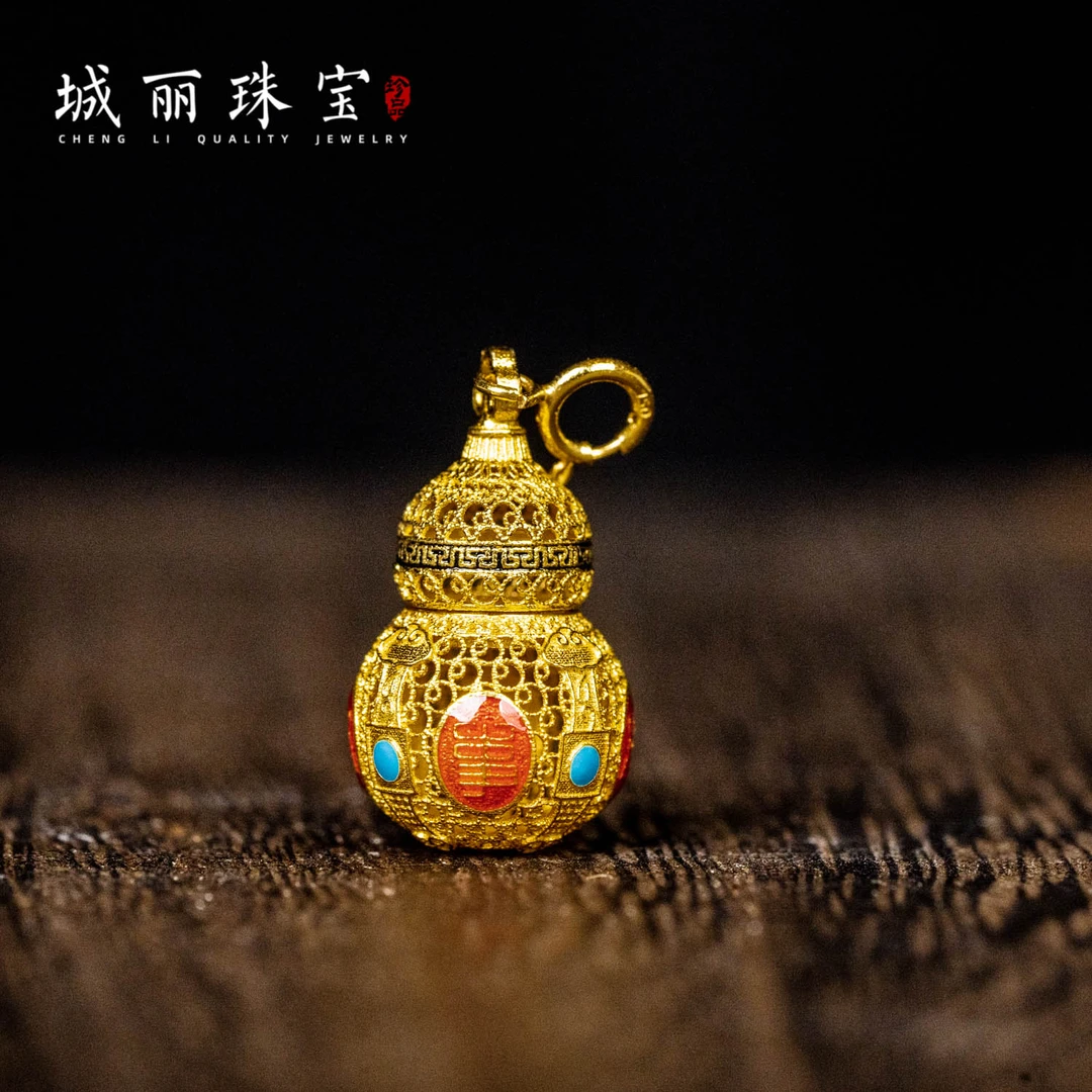 【十代金库葫芦】18K金符葫芦滴流吊坠/个（多样性发货）KJ-385