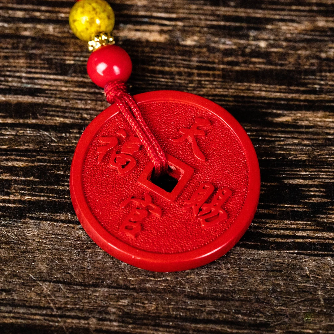 天然辰砂红【城丽】天官赐福手机挂/个FL-2372