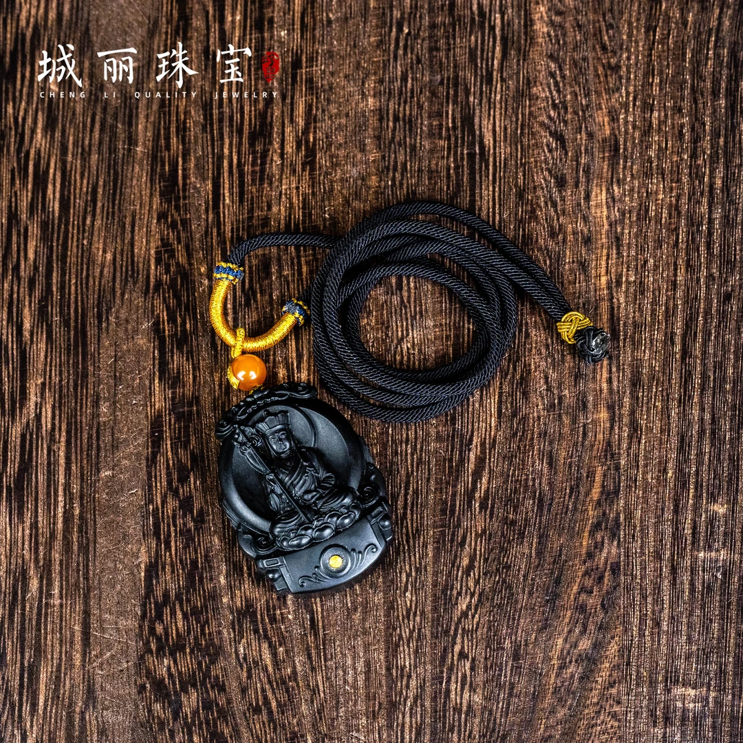 【城丽珠宝】18K和田玉墨玉金福地藏项链/条（多样性发货）ZJH-1095-2