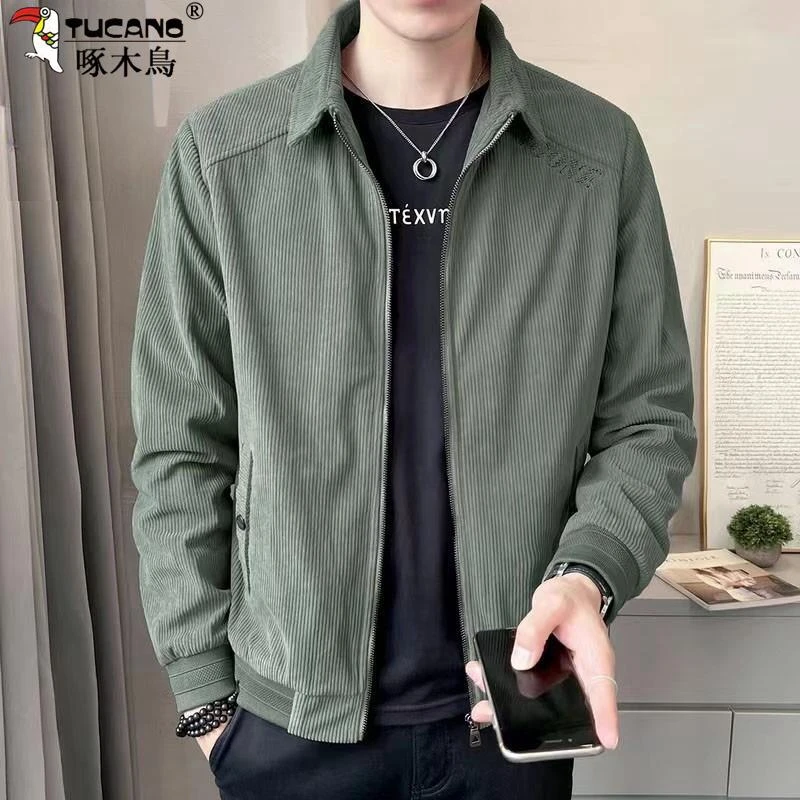 TUCANO/啄木鳥灯芯绒夹克外套男士春秋冬翻领中青年宽松休闲外衣
