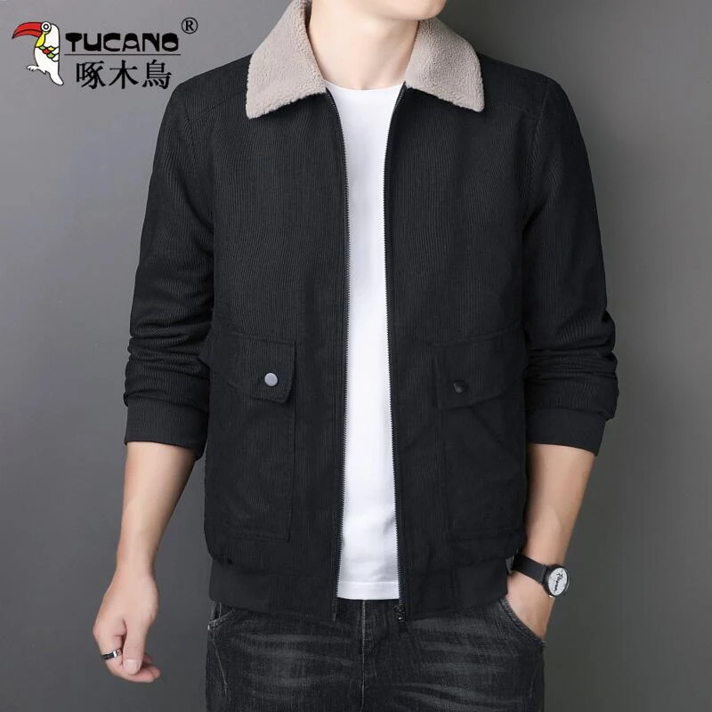 TUCANO/啄木鳥秋冬季外套男羊羔加绒加厚灯芯绒工装时尚休闲宽松