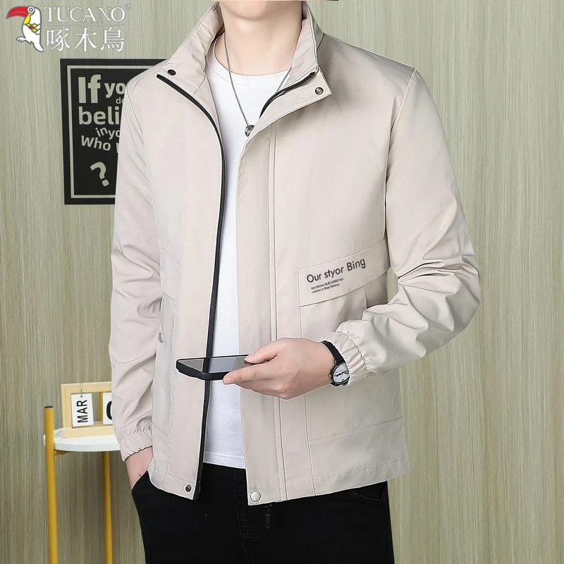 啄木鳥夹克男装2024春秋季新款潮百搭外穿立领冲锋衣男士休闲外套
