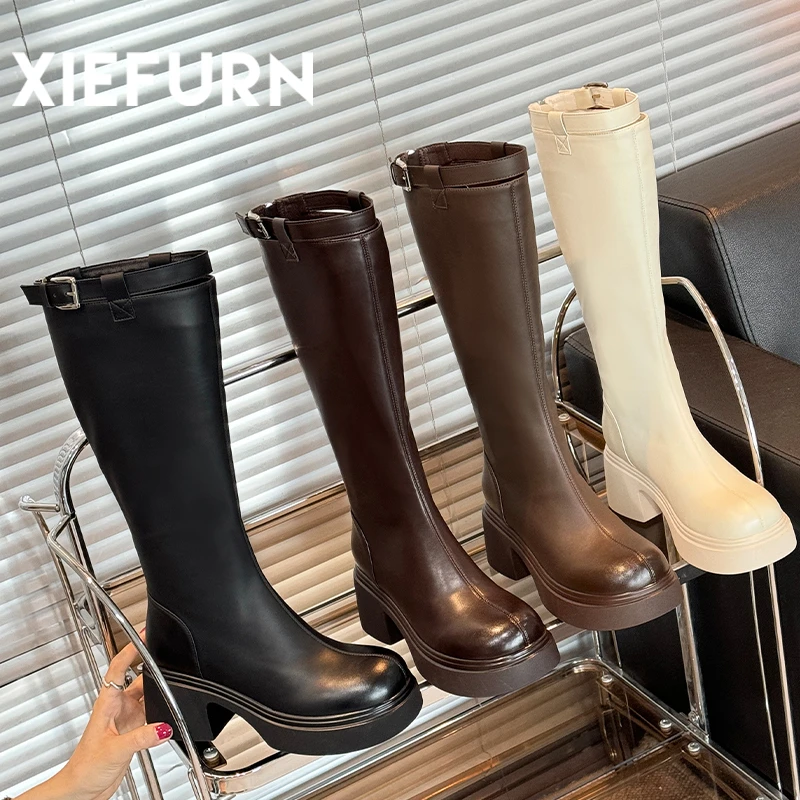 XIEFURN/鞋夫人小个子长筒靴女2024秋冬新款显瘦显高骑士靴子