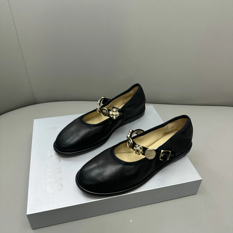 诗歌兰女鞋2024秋新款真皮时尚百搭复古浅口一字带休闲玛丽珍单鞋