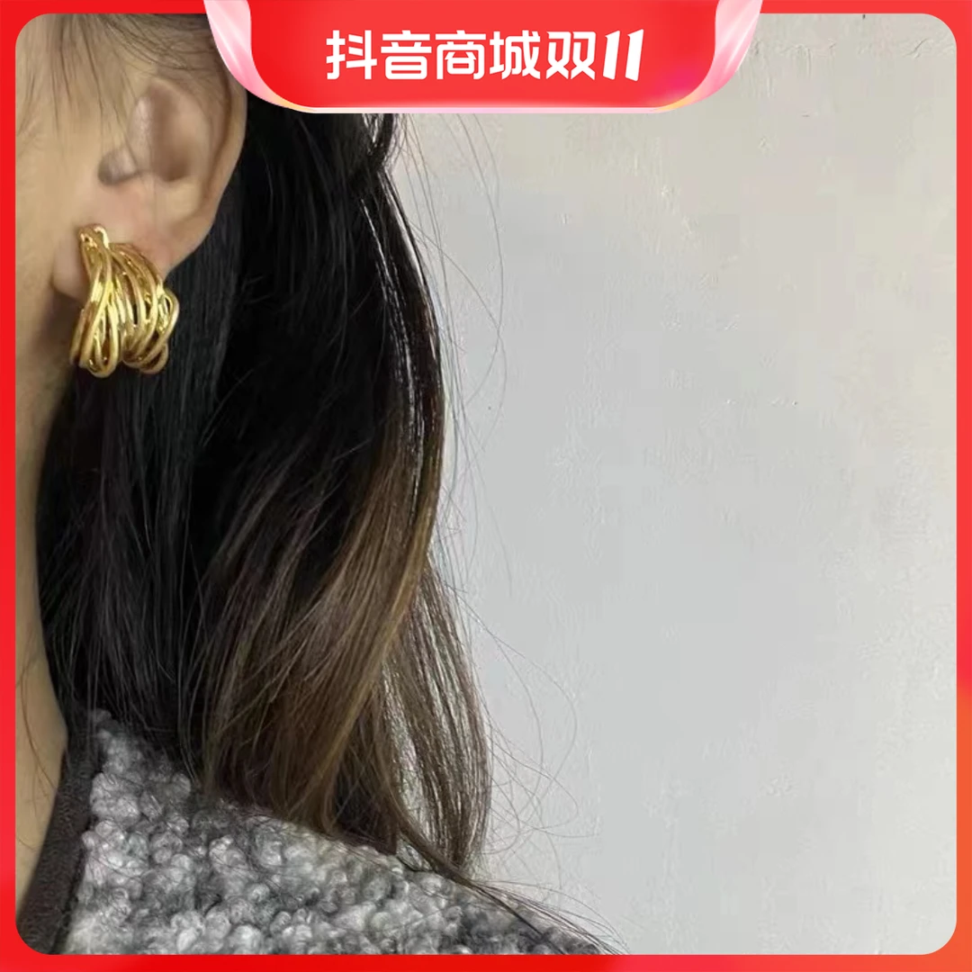 铜合金耳饰 T92【缠绵】藤蔓缠绕耳钉气质时尚百搭小众设计感个性