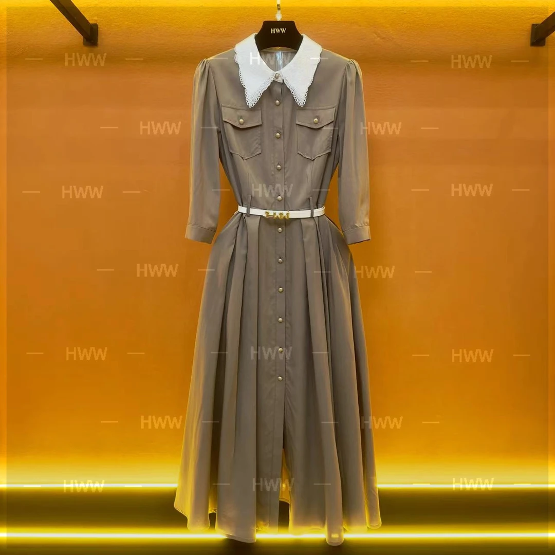 HWW轻奢时尚经典设计师款法式收腰显瘦连衣裙秋季新款气质HA048