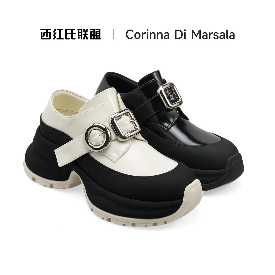 【西红氏联盟】新款金属装饰设计款增高乐福鞋跟高6.5cm半码拍大