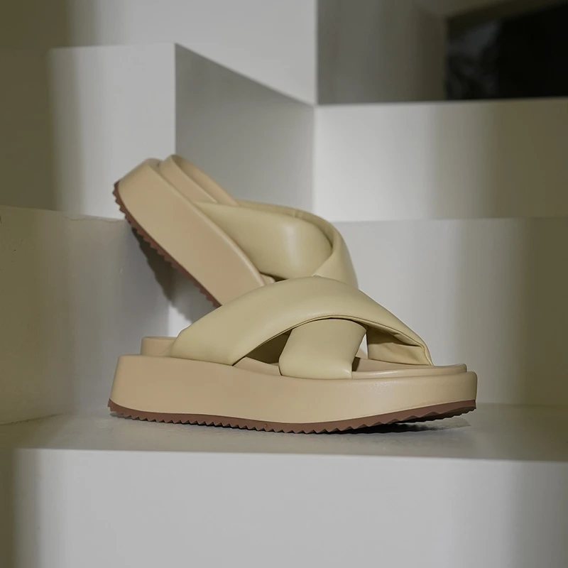 【小马＆大壮】【西红氏联盟】夏季交叉露趾拖鞋跟高5cm半码拍大