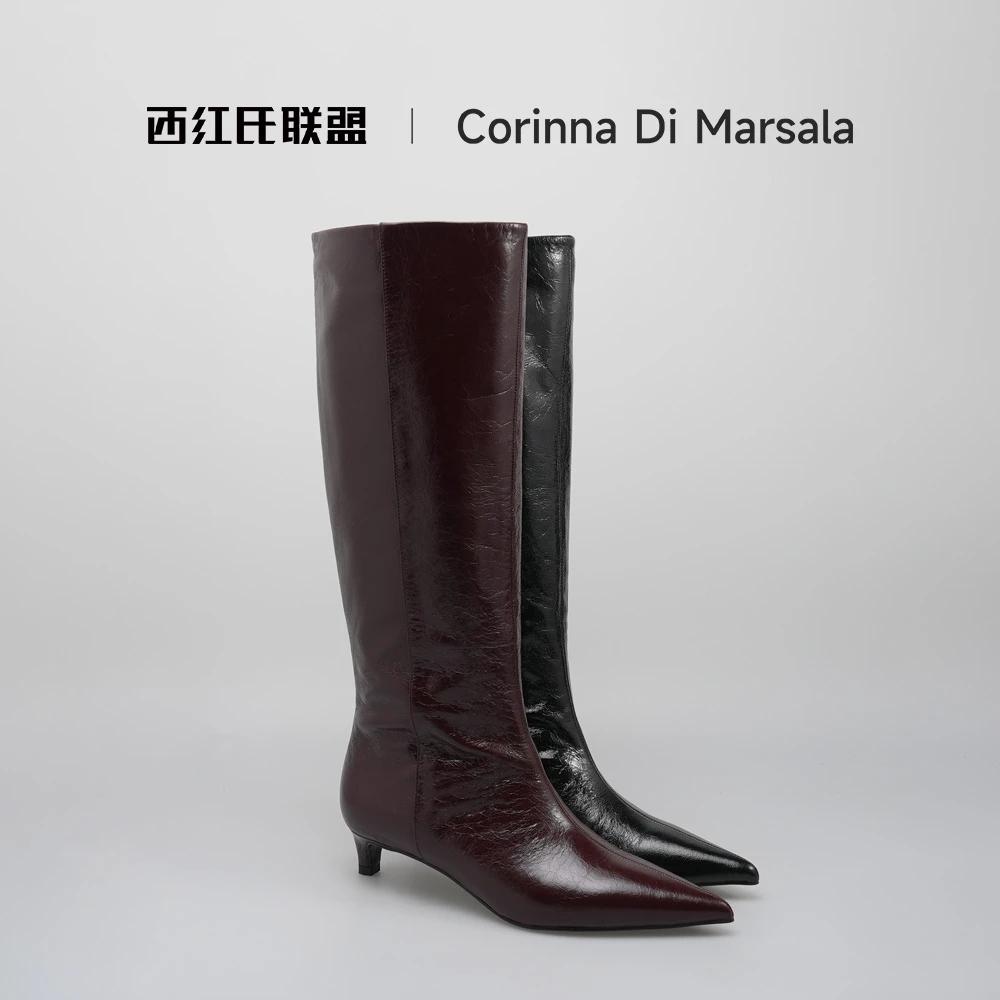 【西红氏联盟】时尚百搭高端气质高筒靴跟高4cm半码拍大
