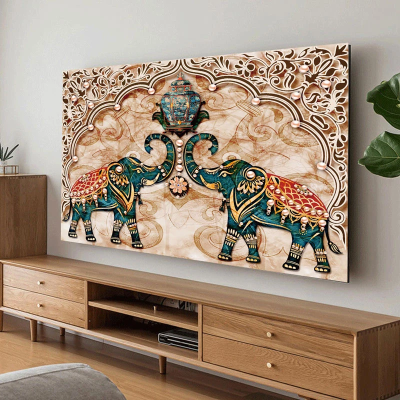 中式高档电视机罩防尘罩2021年新款家用液晶电视机套挂式55寸65寸