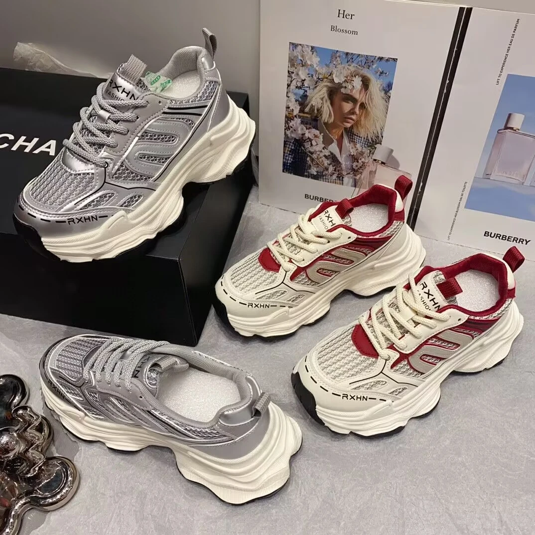 (T89)秋季新款时尚百搭运动休闲老爹鞋女士透气春夏潮流厚底ins